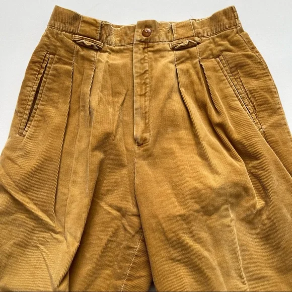 Vintage High Waisted Golden Yellow Corduroy Flat Back Pants size 6P - Picture 3 of 7